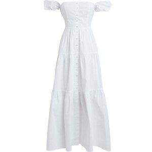 STAUD White Elio Midi Dress 10 NWT